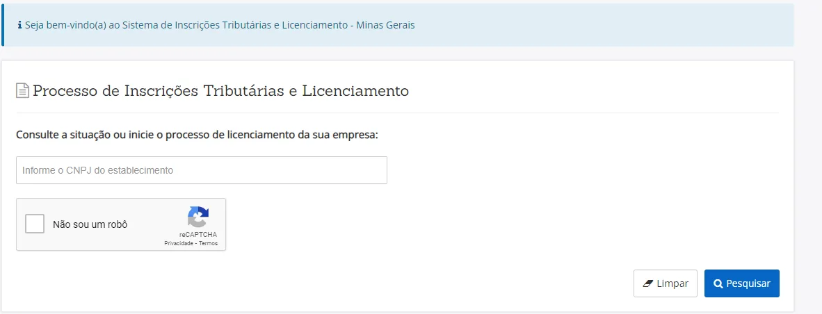 Informe o CNPJ e clique em Pesquisar.