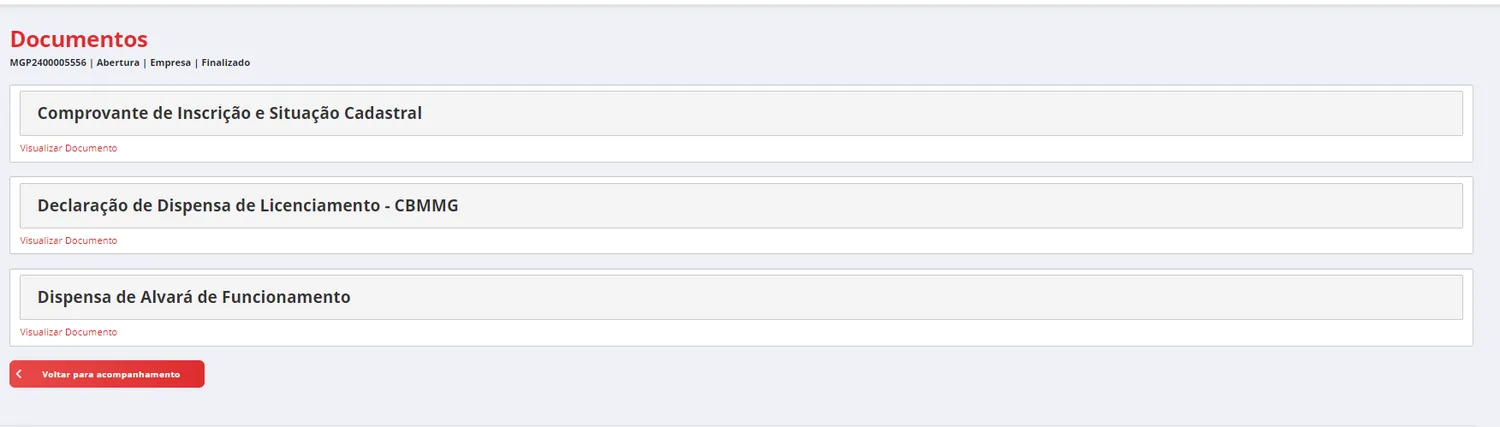 Documentos liberados no risco I.