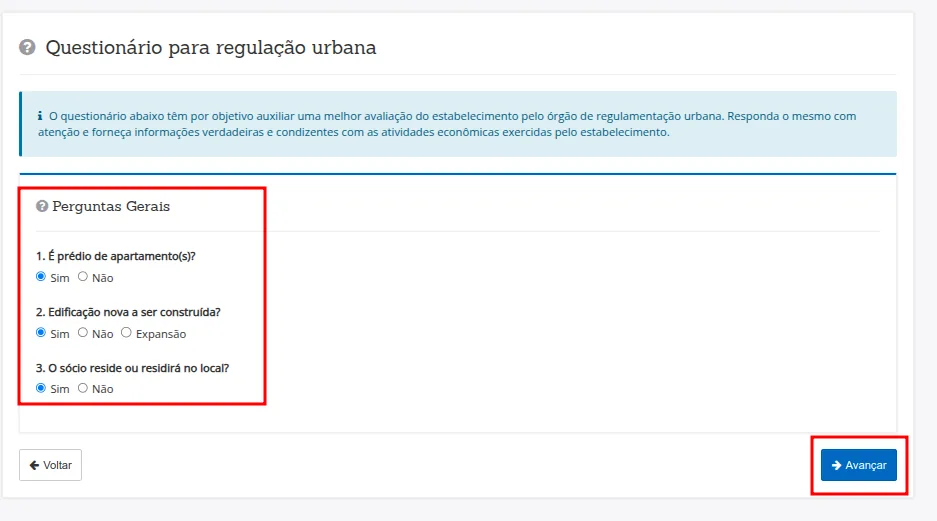 Perguntas gerais de regulação urbana.